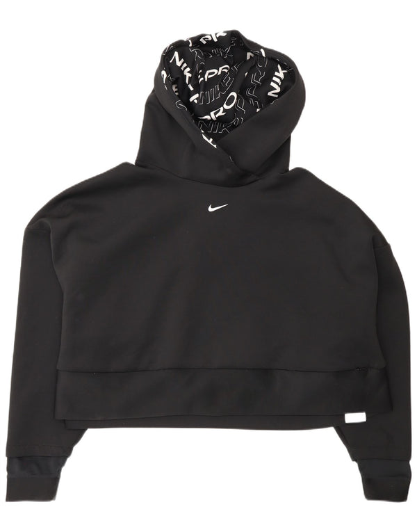 Nike Womens Dri Fit Crop Hoodie Jumper UK 14 2XL Preto Poliéster Esportes