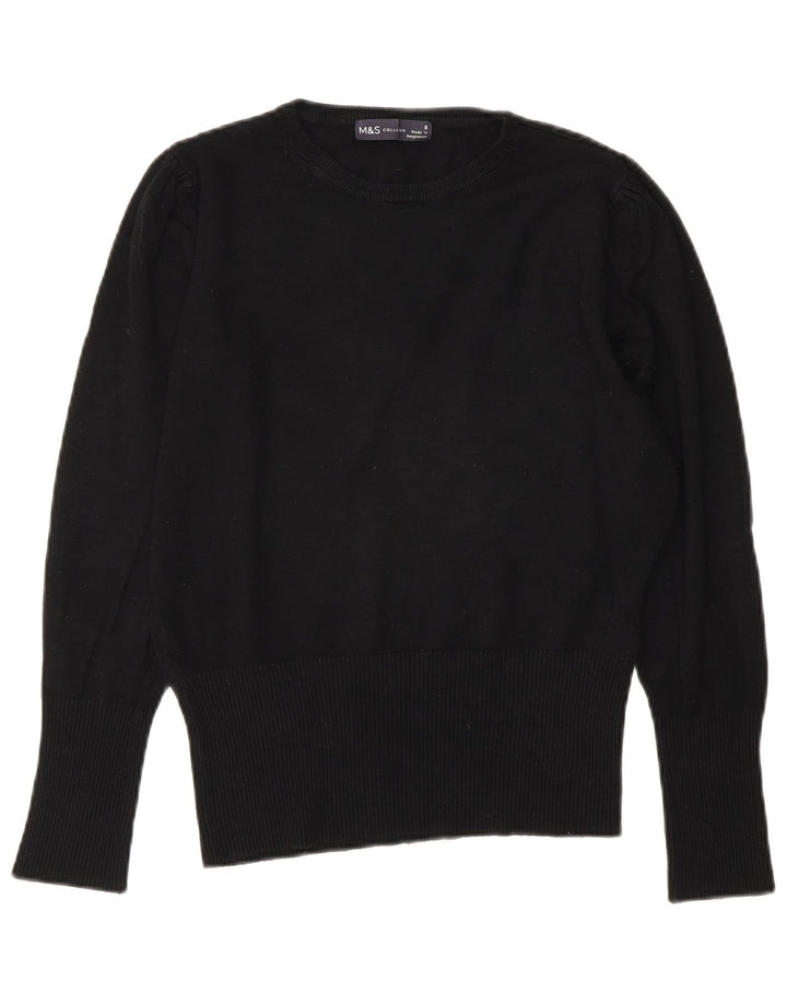 Suéter feminino Marks & Spencer com gola canoa e viscose preta pequena Reino Unido 8