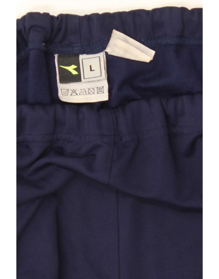 Calça de treino masculina Diadora Joggers grande poliéster azul marinho