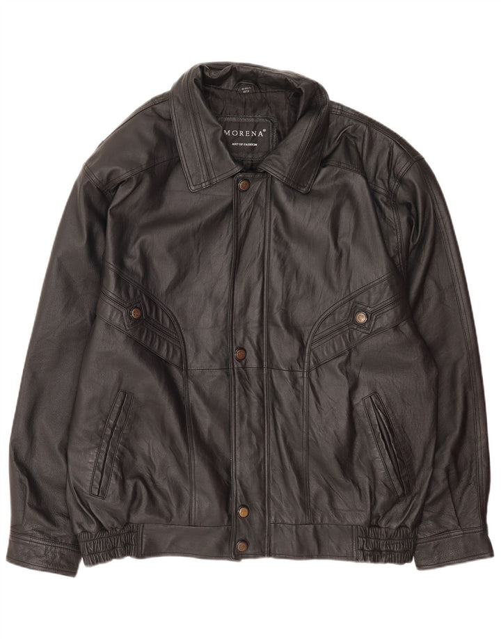 Jaqueta de couro masculina Morena UK 42 XL couro preto