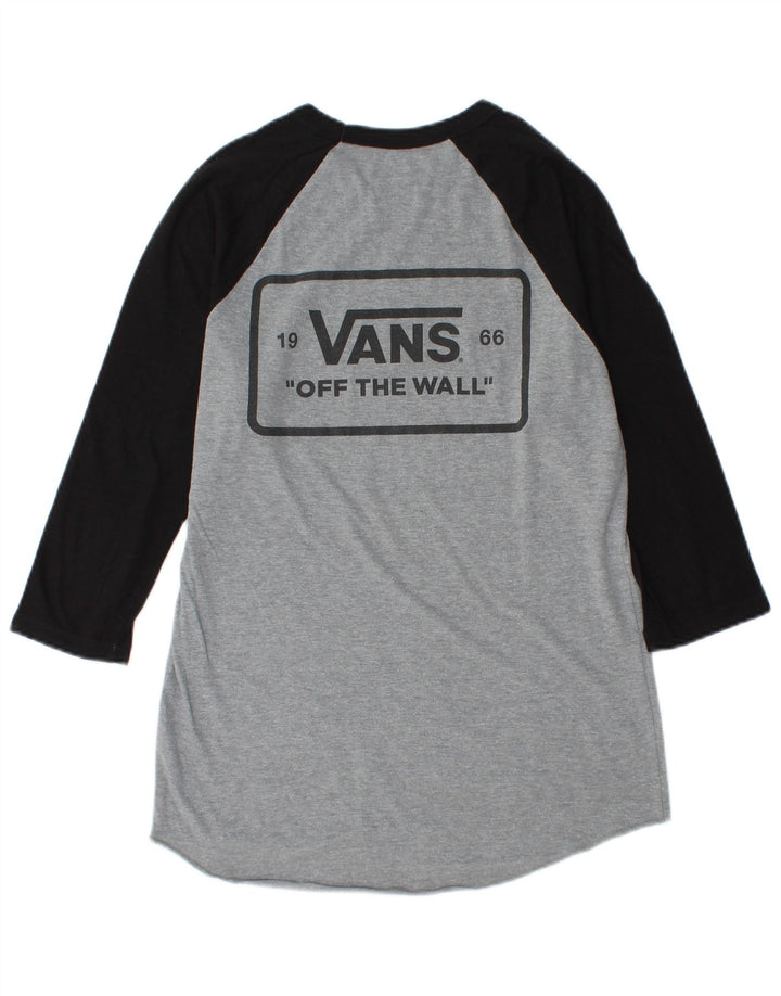 Vans Mens Graphic Top manga 3/4 pequeno algodão cinza