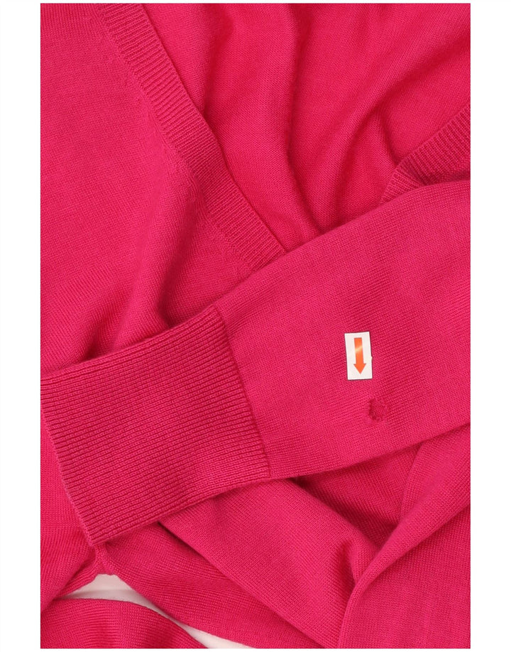 Suéter feminino Lyle & Scott com decote em V, Reino Unido, 10 lã merino rosa pequena