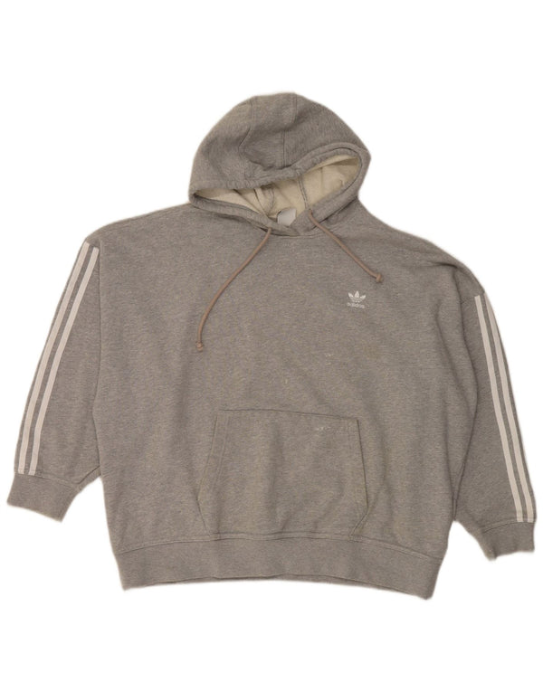 Adidas Womens Oversized Hoodie Jumper UK 14 Médio Cinza Algodão