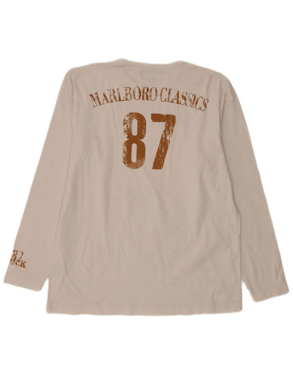 Top gráfico masculino Marlboro Classics manga comprida XL algodão branco