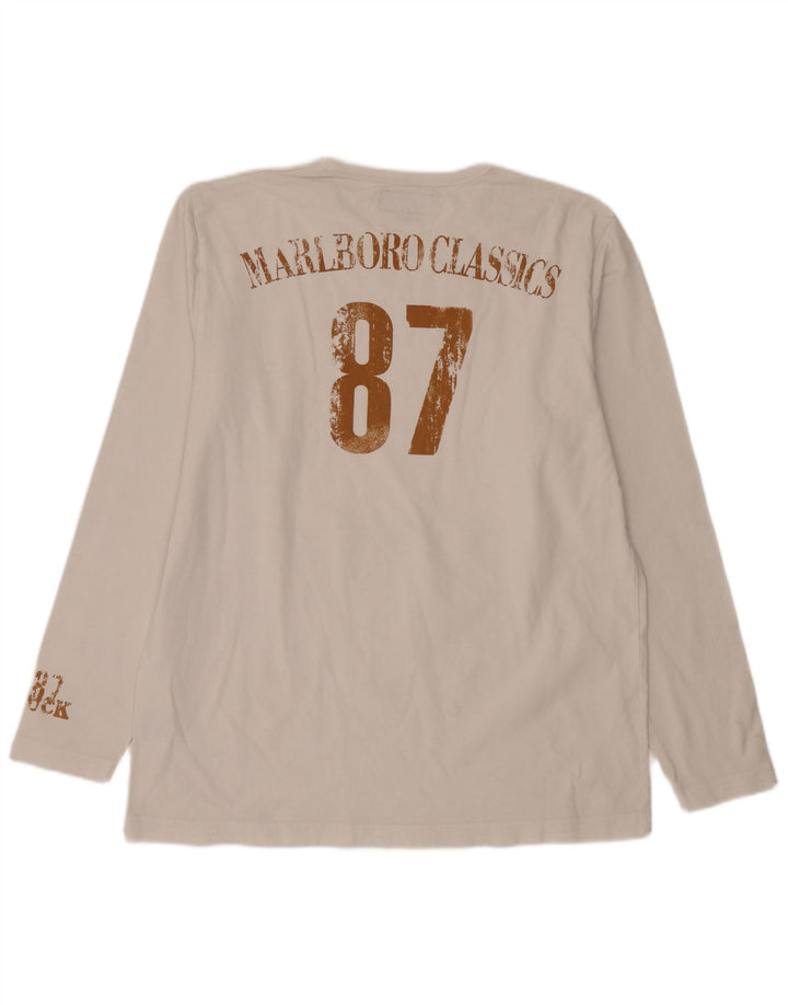 Top gráfico masculino Marlboro Classics manga comprida XL algodão branco