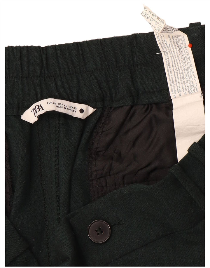 Zara Calça Feminina Cropped Pegged XL W36 L26 Verde Poliéster