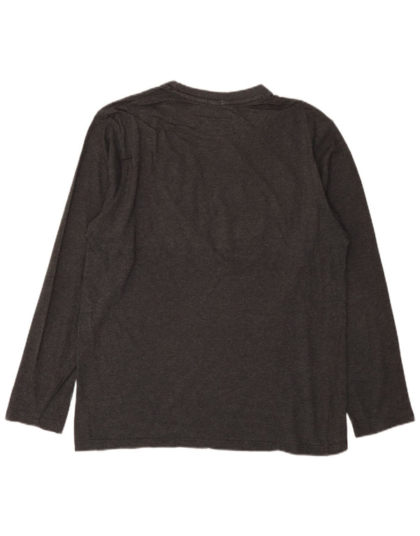 Russell Athletic Mens Graphic Top manga comprida grande algodão cinza