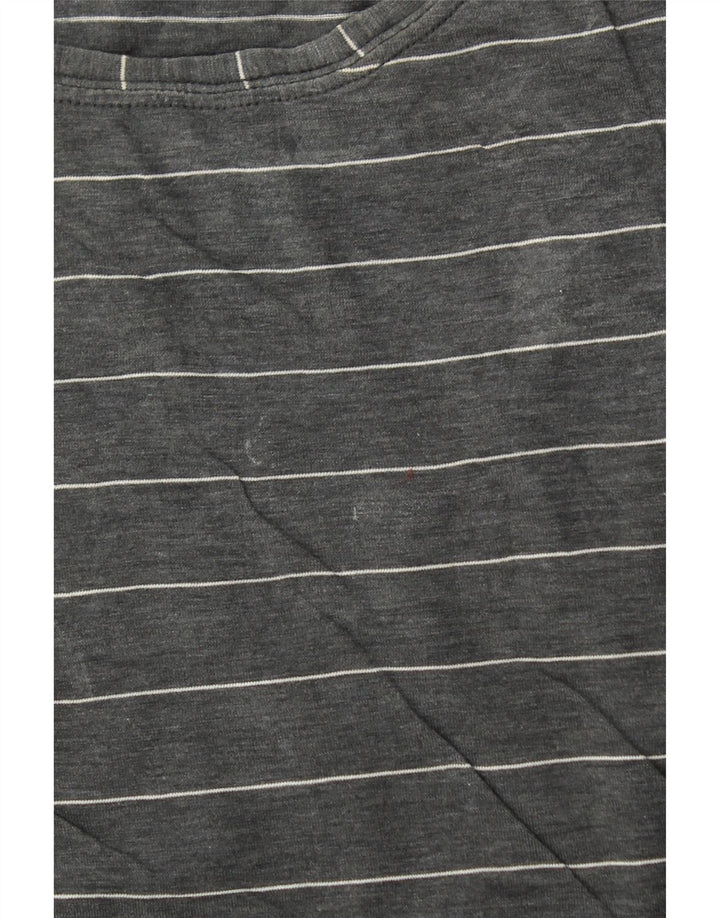 Camiseta feminina LULULEMON Reino Unido 10 pequena listrada cinza