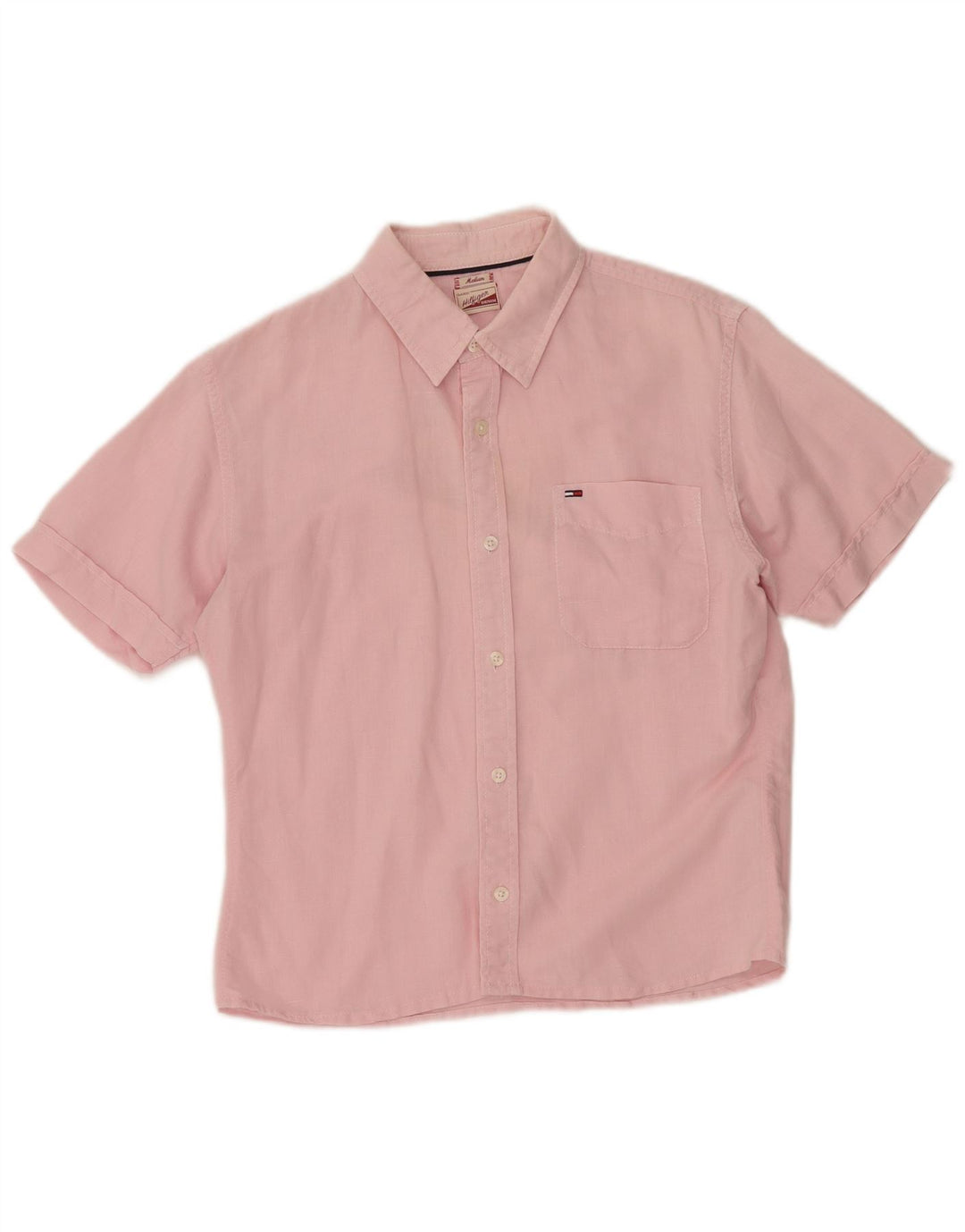 Tommy Hilfiger Camisa masculina de manga curta rosa médio