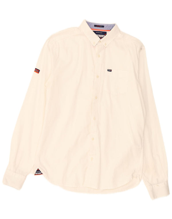 Camisa masculina Superdry pequena algodão branco