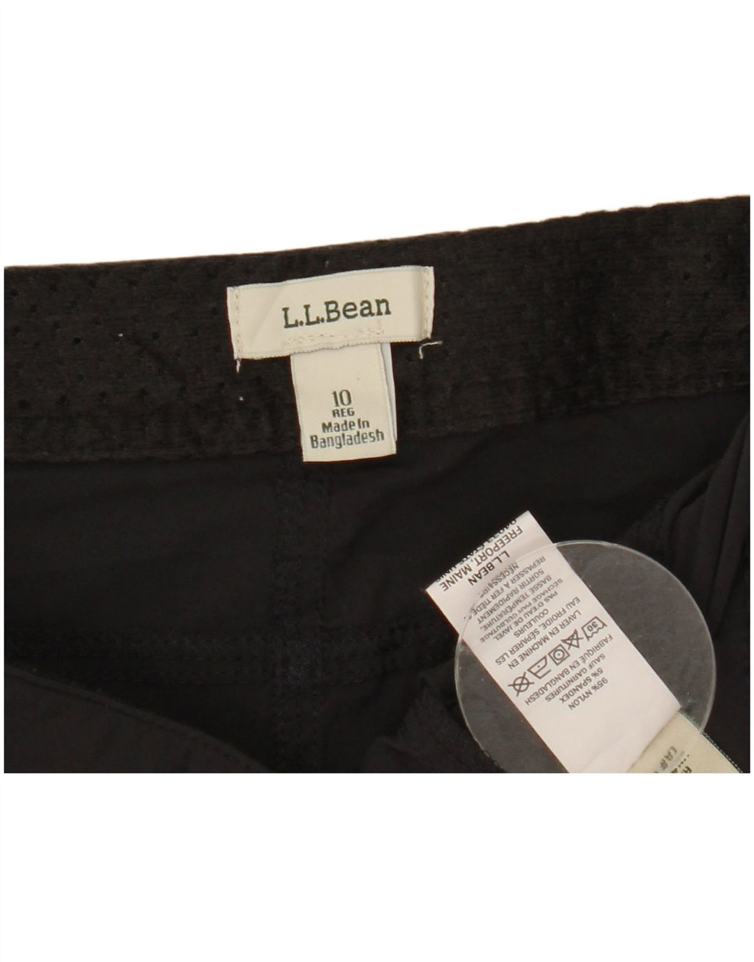 Shorts cargo feminino L.L.Bean US 10 grande W32 nylon preto