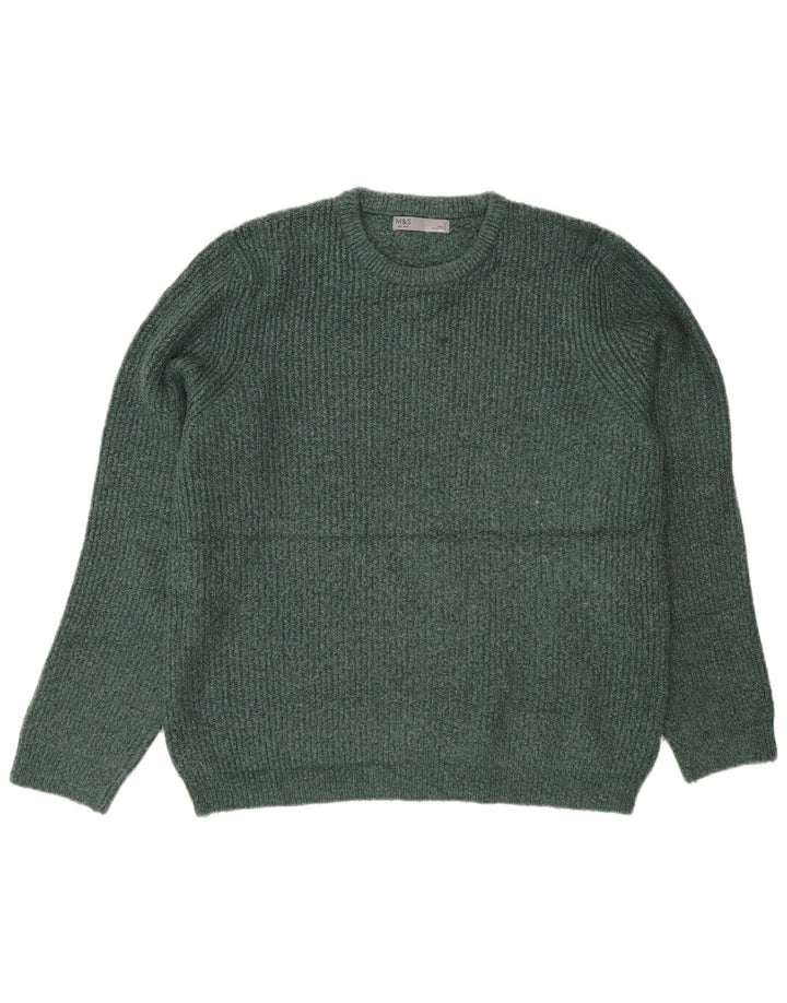 Suéter masculino Marks & Spencer com gola redonda, acrílico verde grande