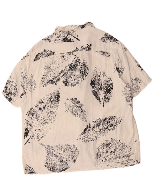 Camisa masculina Ted Baker de manga curta e ajuste relaxado tamanho 5 XL branco floral