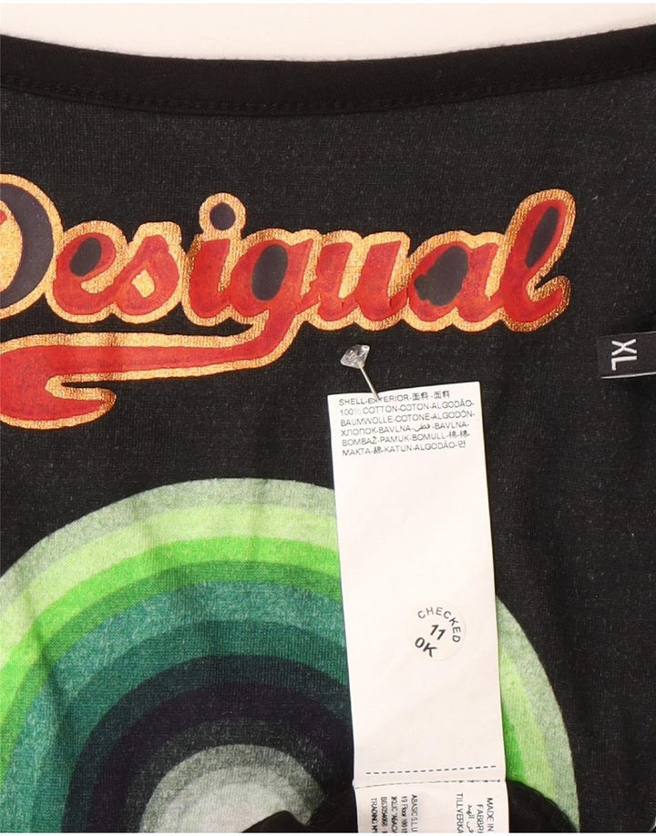 Vestido feminino Desigual Padrão Abstrato Gráfico Império XL Preto Moderno