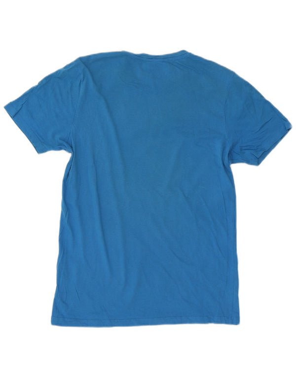 Camiseta masculina Jack & Jones Slim Fit com estampa gráfica grande de algodão azul