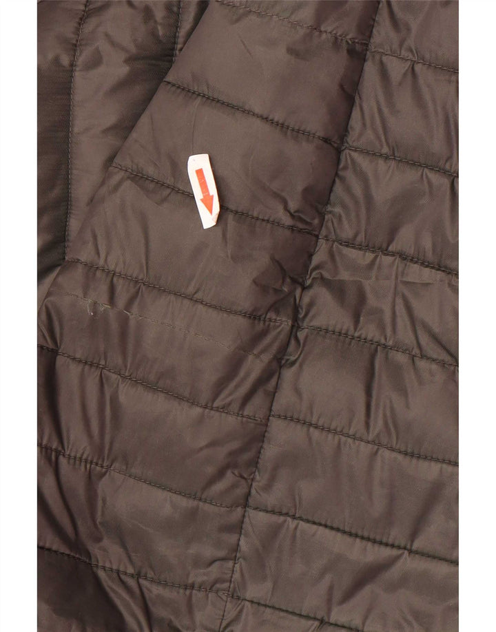 Casaco acolchoado com capuz feminino Massimo Dutti UK 10 pequeno poliéster cáqui