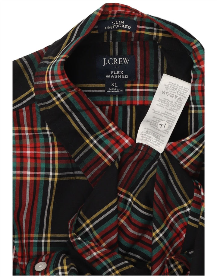 Camisa masculina J. Crew XL de algodão xadrez preto