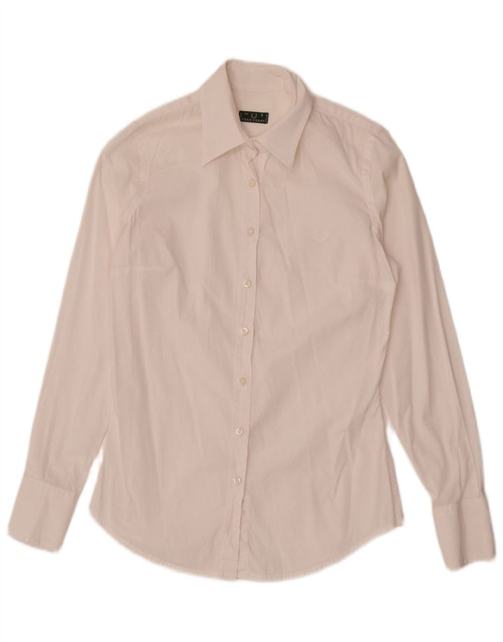 Camisa feminina Fred Perry UK 10 pequena branca