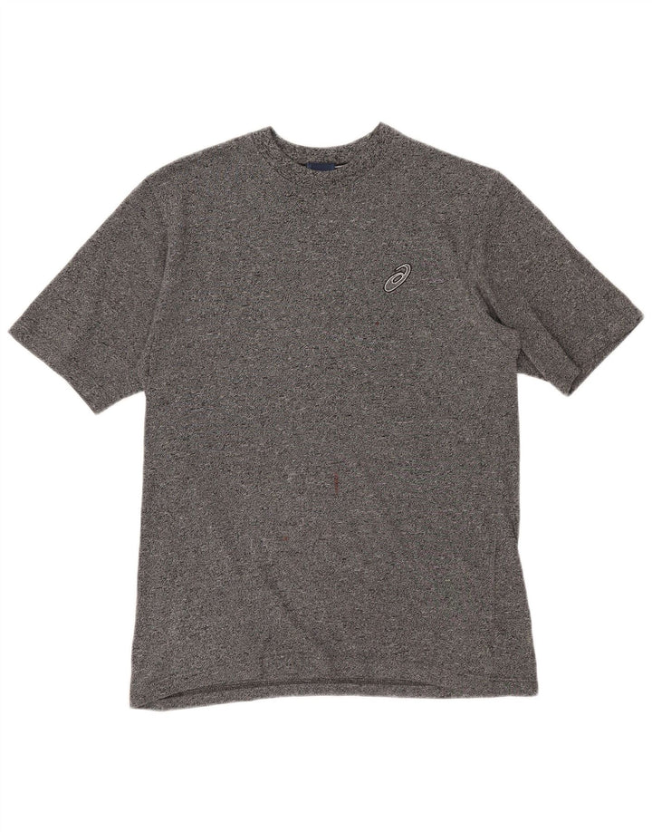 Camiseta masculina Asics Top pequeno algodão manchado cinza