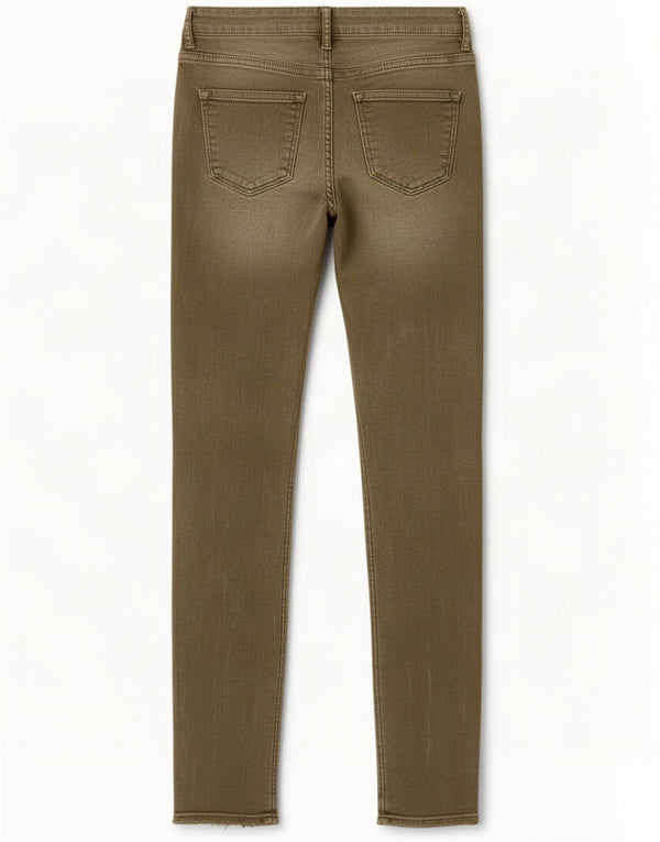 Zara Jeans skinny femininos desgastados UE 38 Pequeno W28 L26 Algodão cáqui