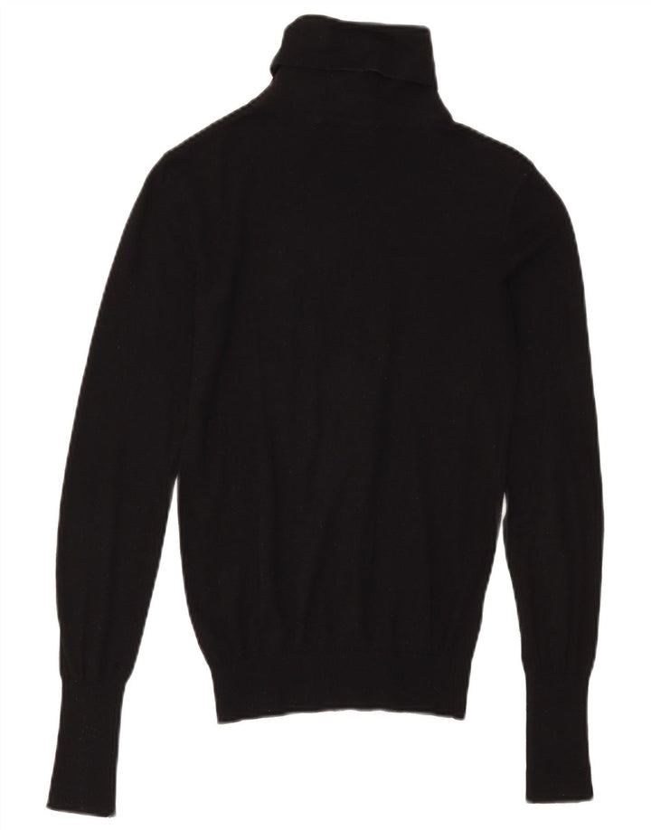 Zara Suéter feminino com gola redonda e gola alta Reino Unido 10 pequeno modal preto