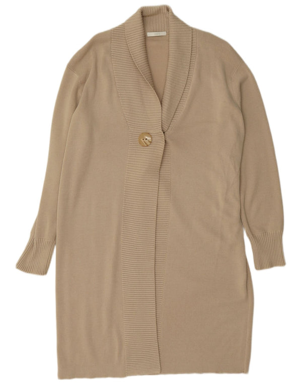 Suéter cardigã feminino Marks & Spencer com gola xale e palangre Reino Unido 18 XL bege