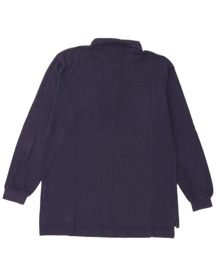 Camisa polo masculina Kappa de manga comprida de algodão azul marinho médio