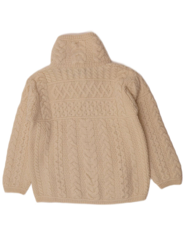 Suéter cardigã feminino com zíper completo Aran Crafts Reino Unido 16 grande branco