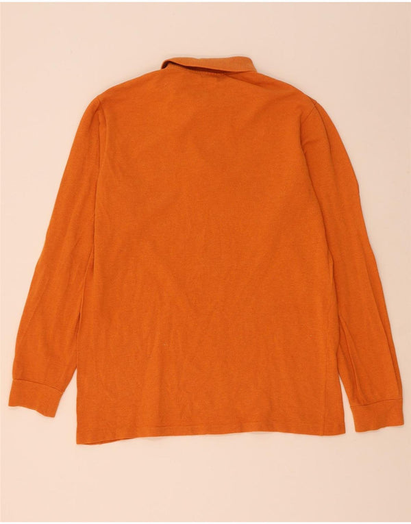Lacoste camisa polo masculina de manga comprida tamanho 4 médio laranja algodão