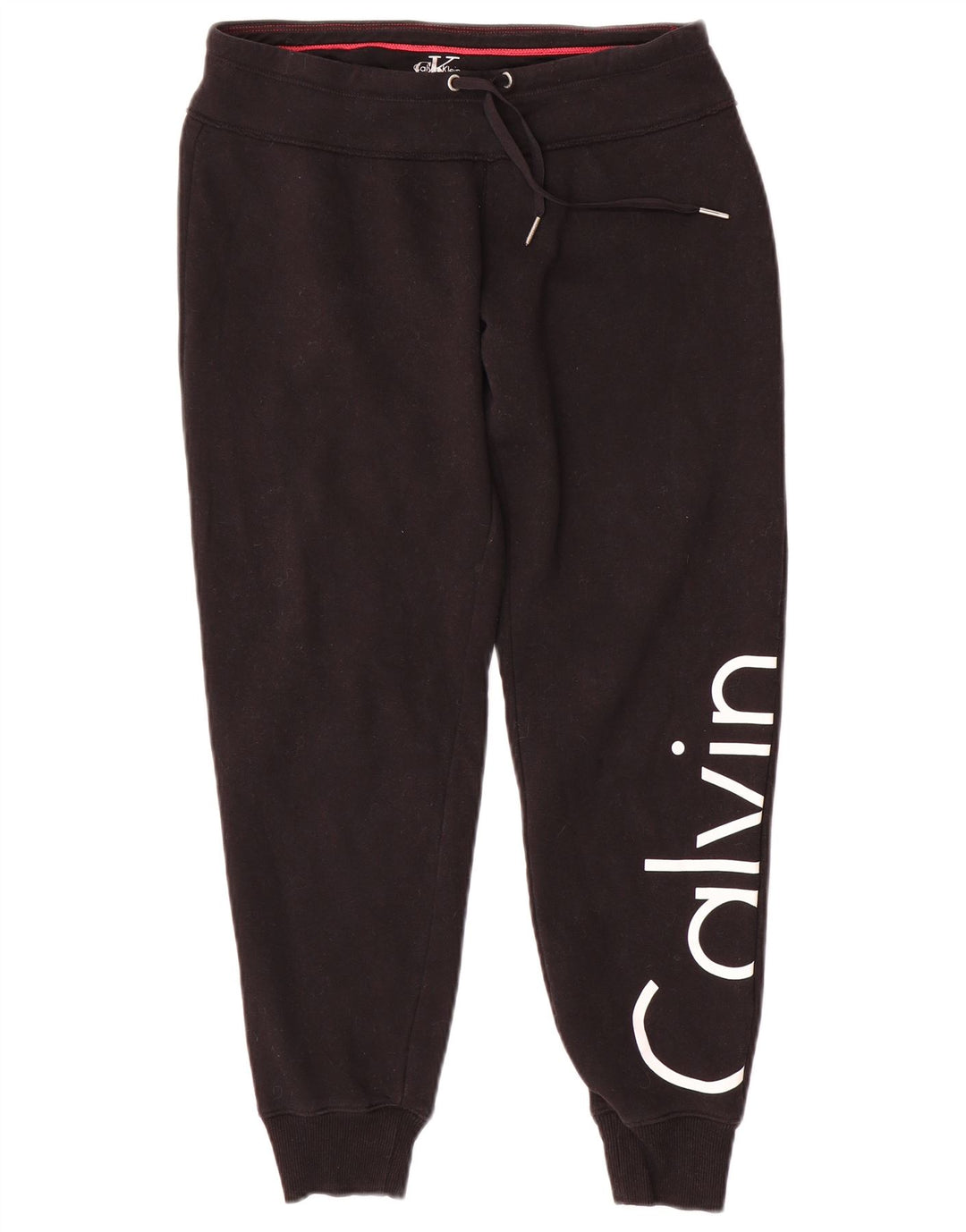 Calça esportiva feminina CALVIN KLEIN com estampa gráfica e jogging UK 10 pequena preta