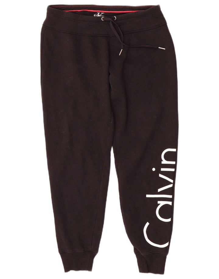 Calça esportiva feminina CALVIN KLEIN com estampa gráfica e jogging UK 10 pequena preta