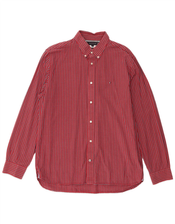 Camisa masculina Tommy Hilfiger XL vermelha xadrez algodão