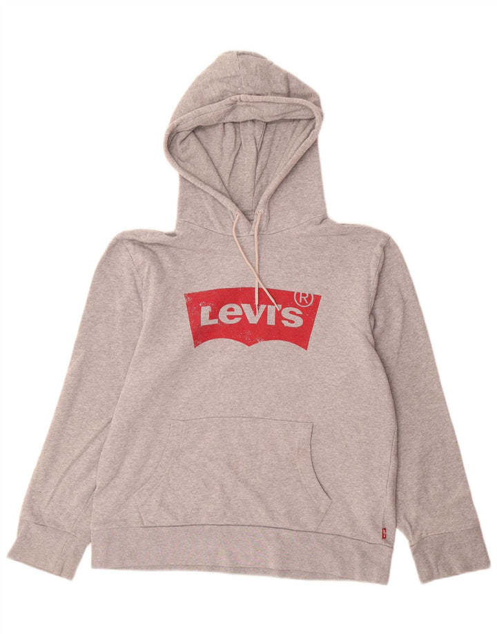 Suéter com capuz gráfico masculino LEVI'S algodão cinza médio
