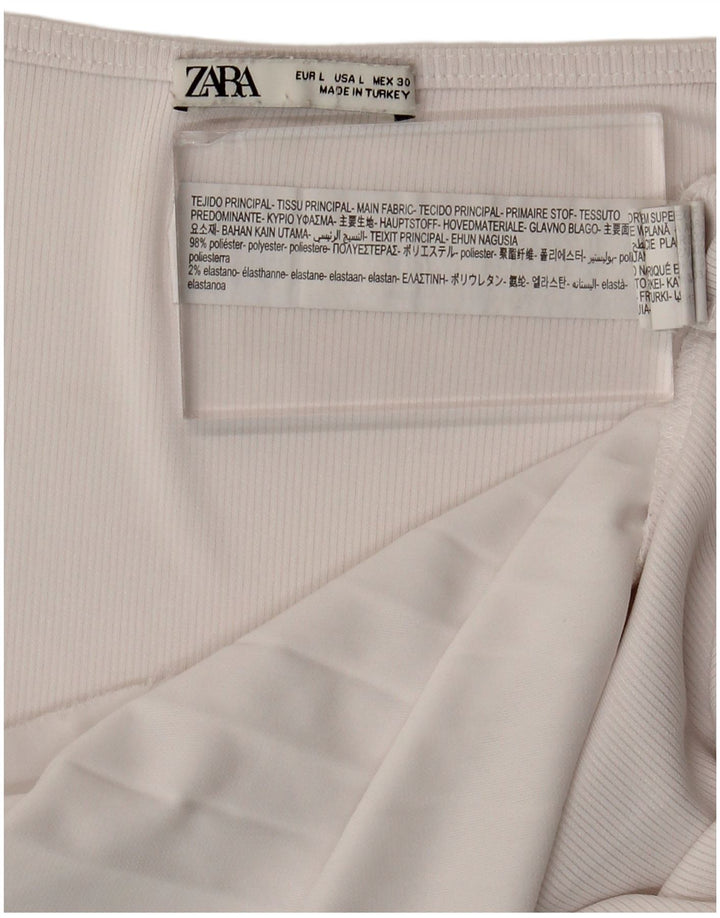 Blusa feminina Zara Top UK 16 grande poliéster branco