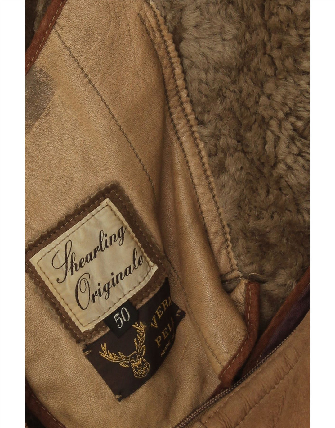 Jaqueta masculina vintage de shearling IT 50 grande marrom shearling