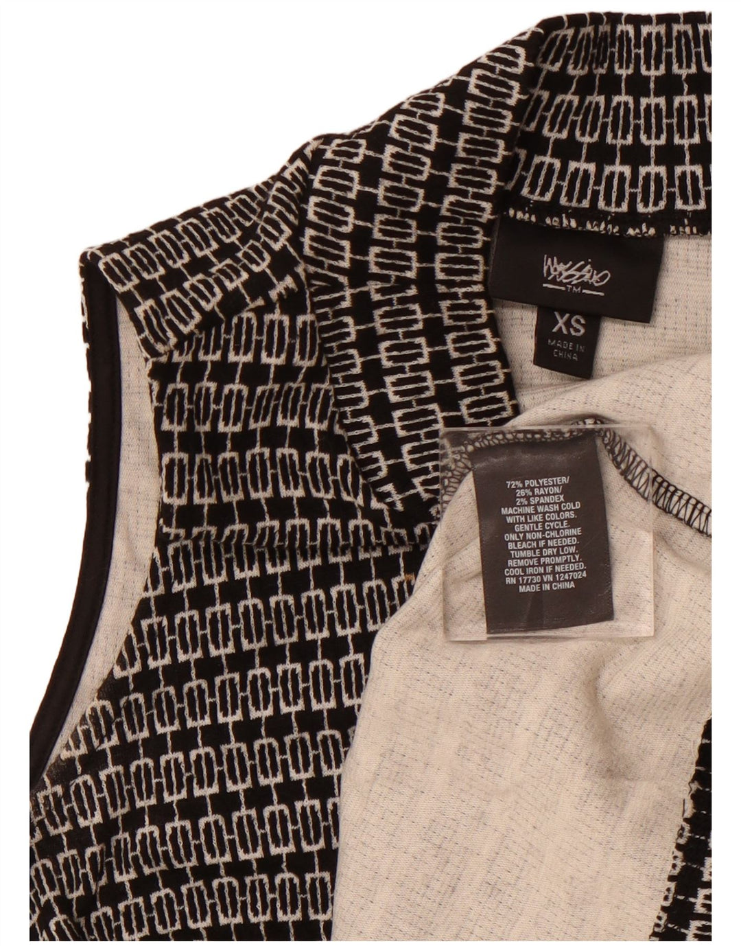 Vestido feminino MOSSIMO sem mangas em linha A UK 6 XS poliéster geométrico preto