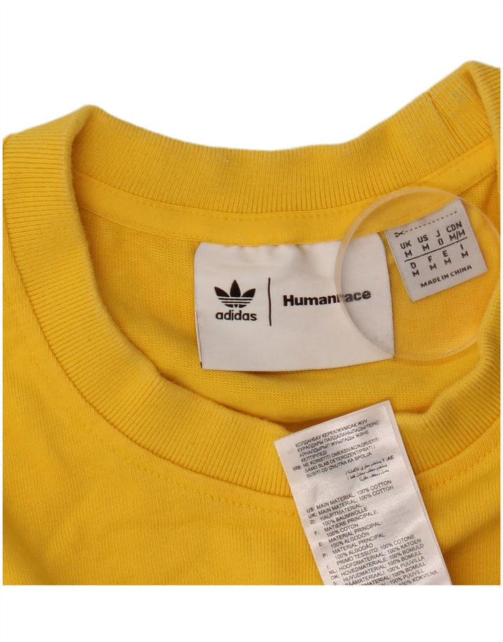 Adidas Mens Humanrace Camiseta Top Médio Algodão Amarelo