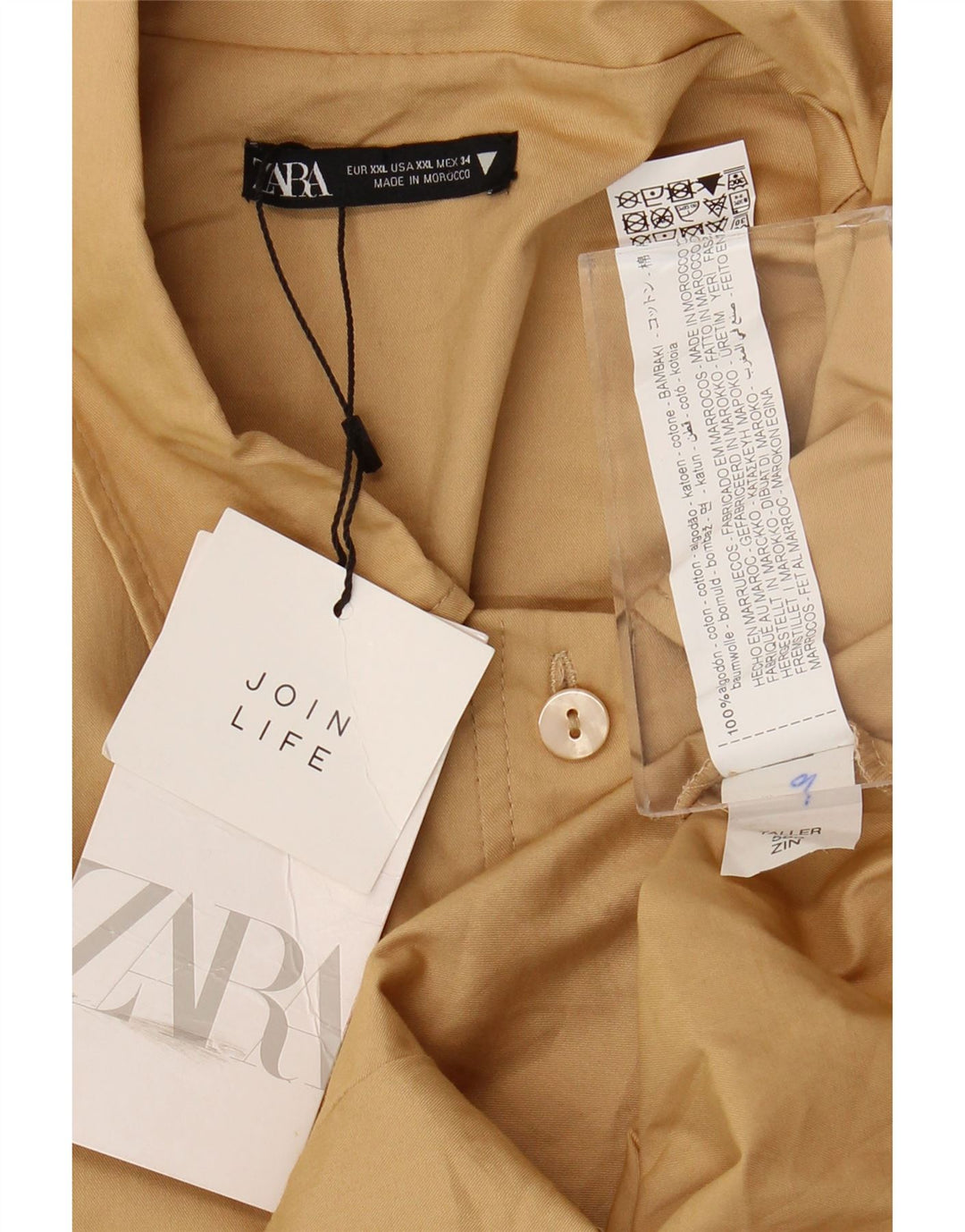 Macacão feminino Zara UK 20 2XL algodão bege