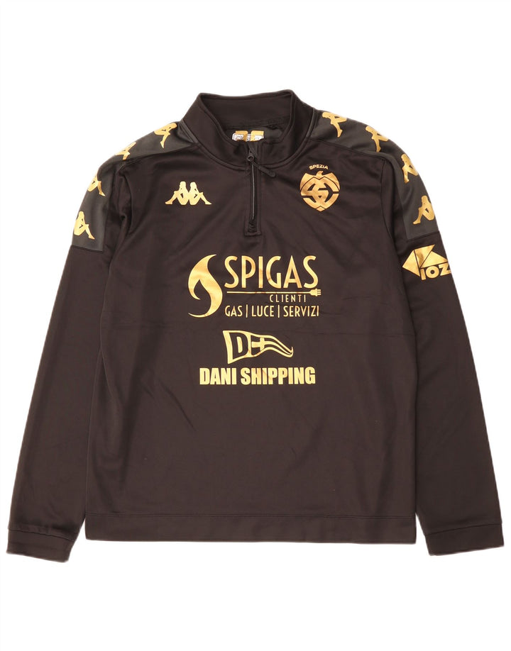 Kappa masculino Spezia Calcio pulôver gráfico moletom top grande preto