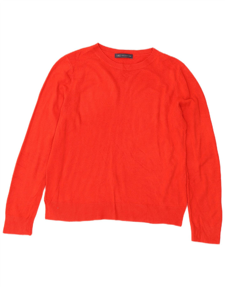 Suéter feminino Marks & Spencer com gola canoa Reino Unido 14 grande acrílico vermelho