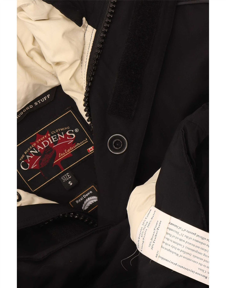 Jaqueta masculina acolchoada com capuz Canadiens UK 36 algodão preto pequeno