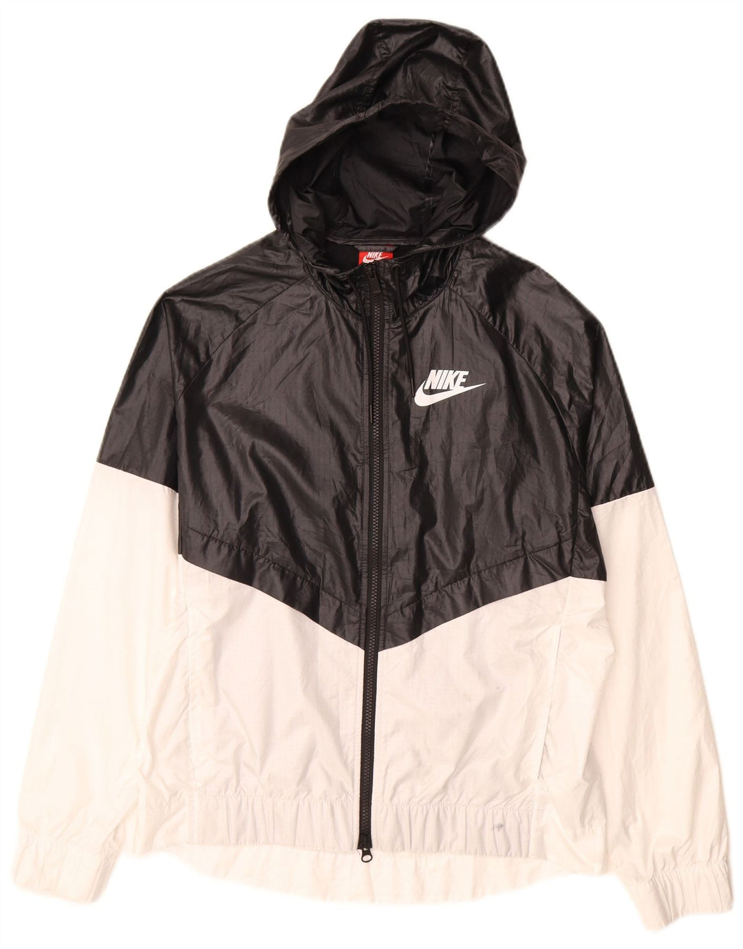 Jaqueta de chuva feminina Nike com capuz Reino Unido 16 grande preto colorblock poliéster