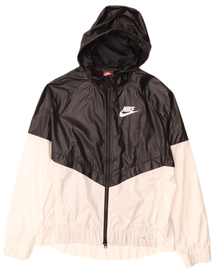 Jaqueta de chuva feminina Nike com capuz Reino Unido 16 grande preto colorblock poliéster