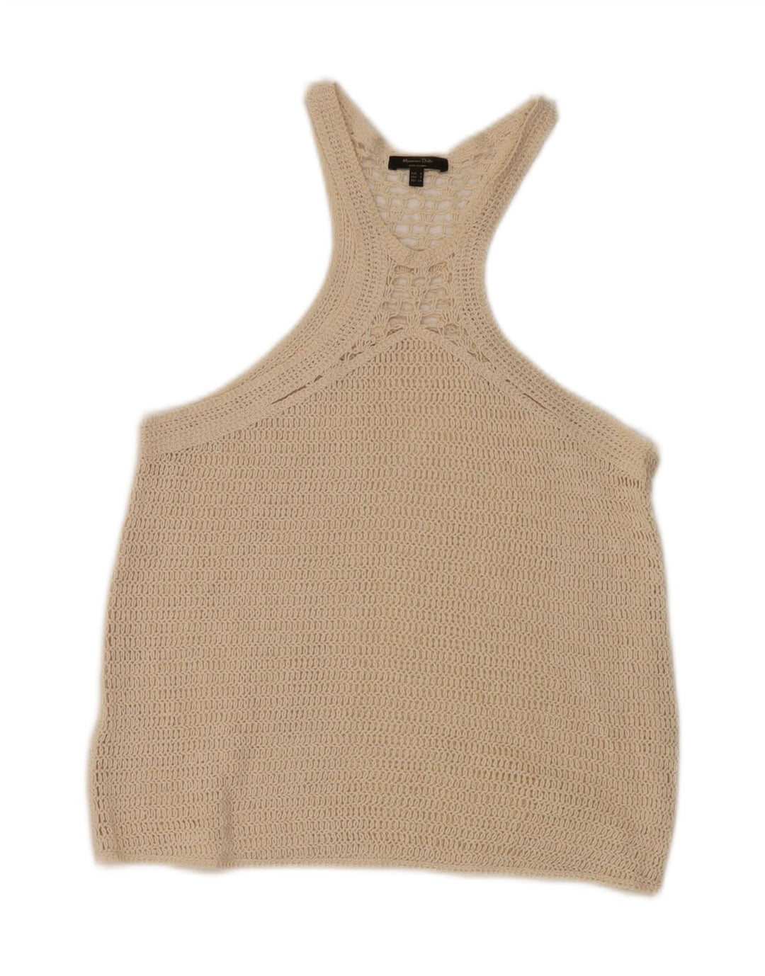 Top de colete de crochê feminino Massimo Dutti Reino Unido 10 pequeno bege