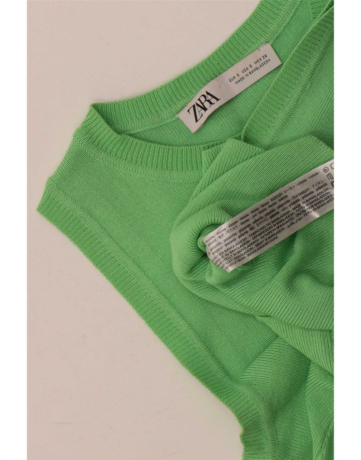 Colete feminino Zara Top UK 8 pequeno viscose verde