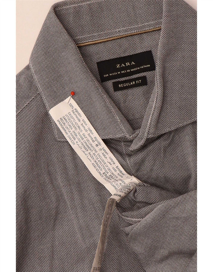 Camisa masculina Zara Regular Fit cinza médio algodão