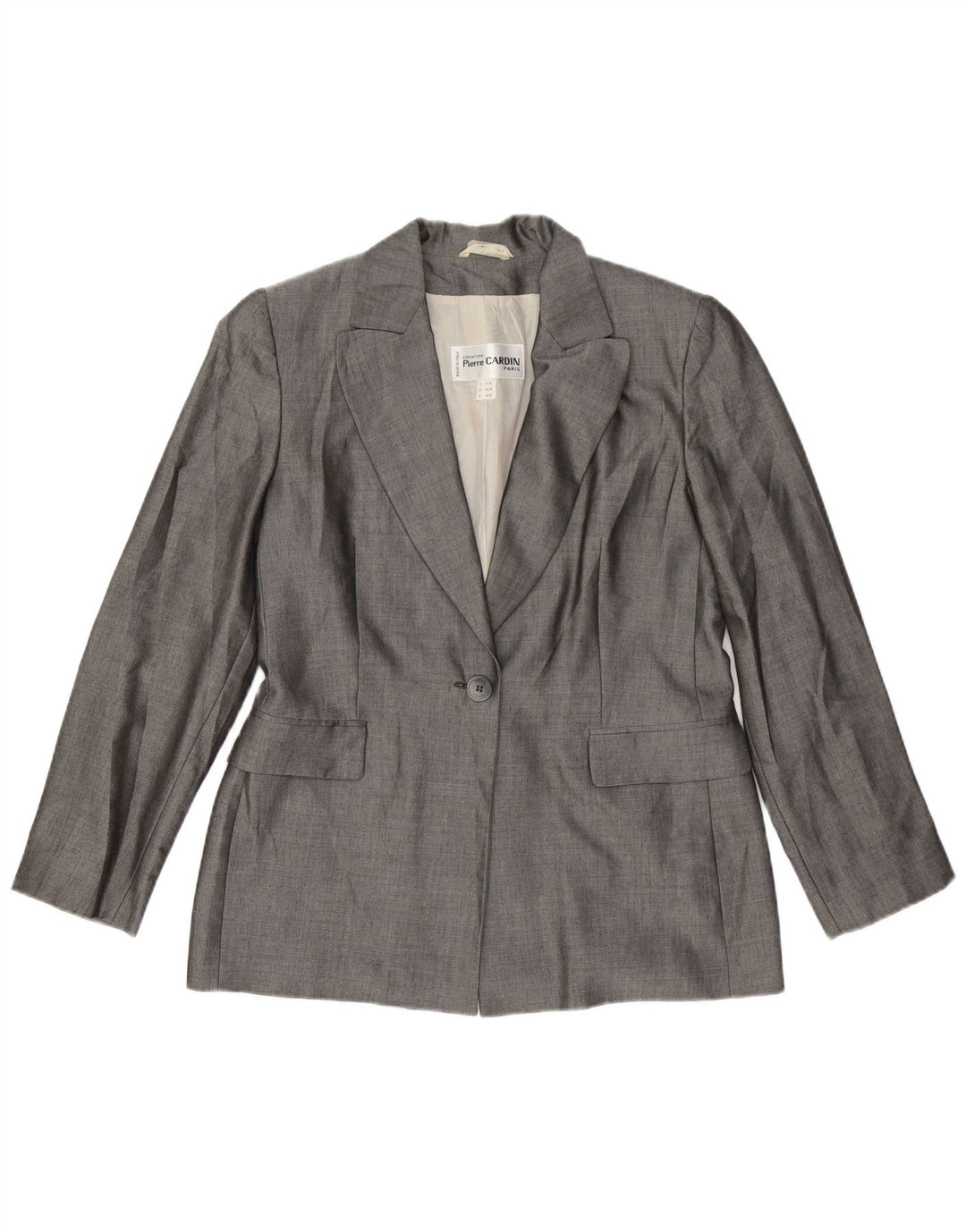 Jaqueta blazer feminina PIERRE CARDIN com 1 botão IT 44 Viscose cinza médio