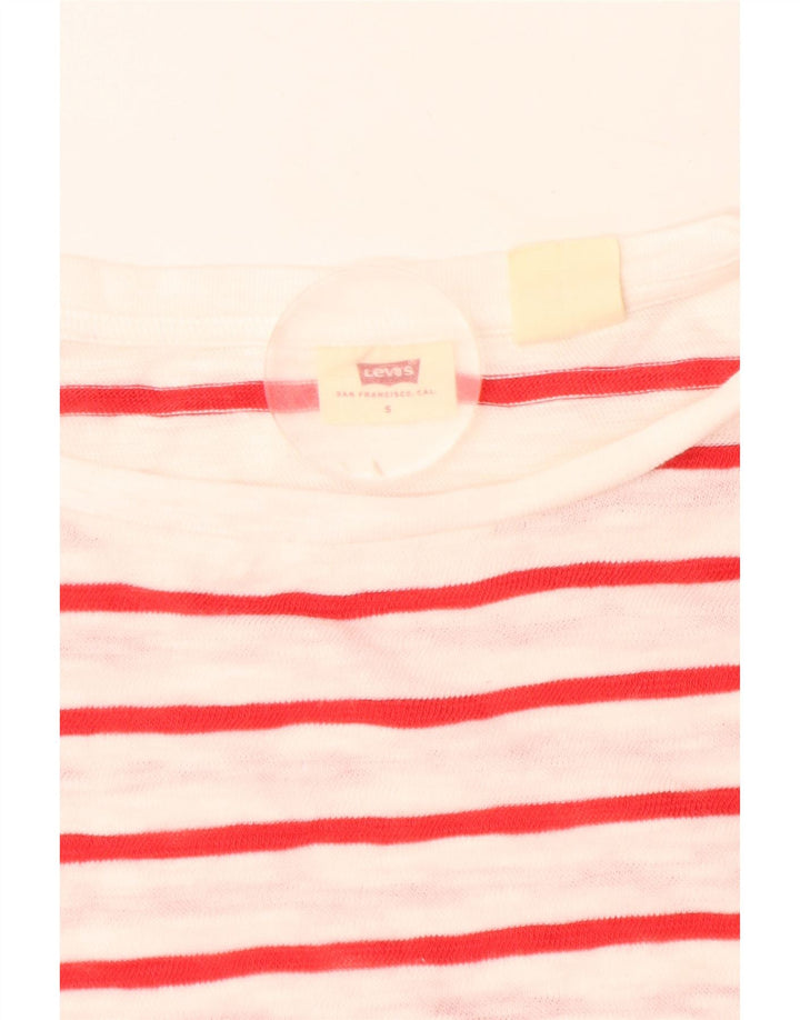 Levi's Womens Oversized Top Manga Longa UK 10 Pequeno Listrado Branco