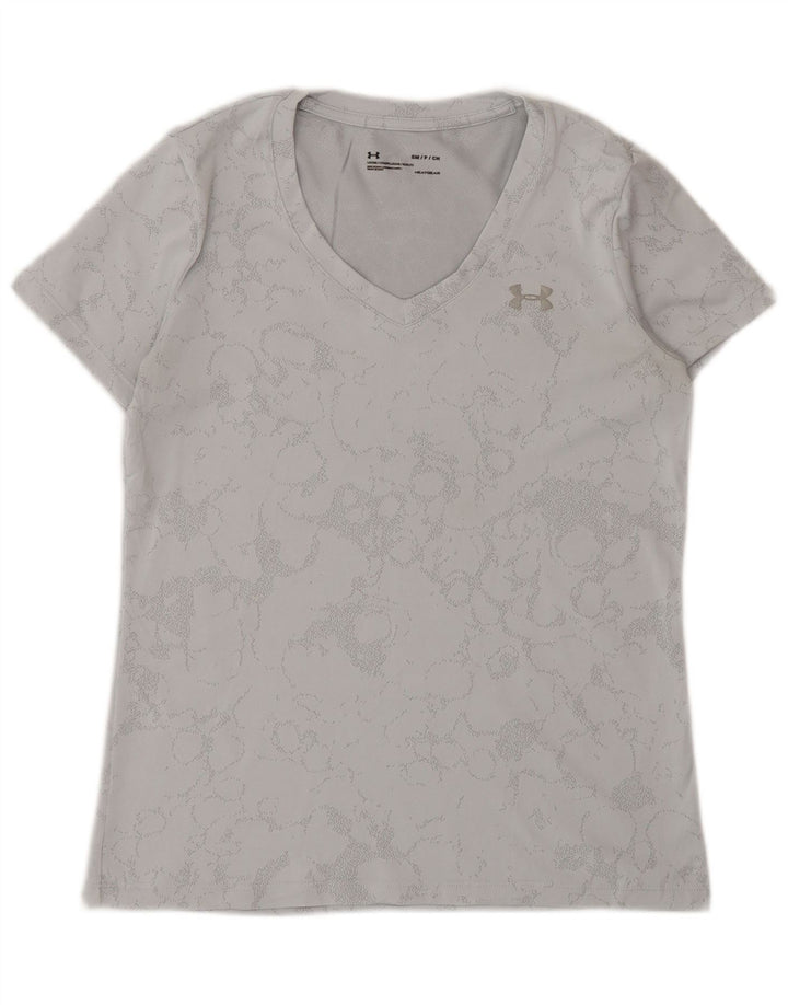 Camiseta feminina Under Armour Heat Gear Abstract Pattern UK 10 pequena cinza