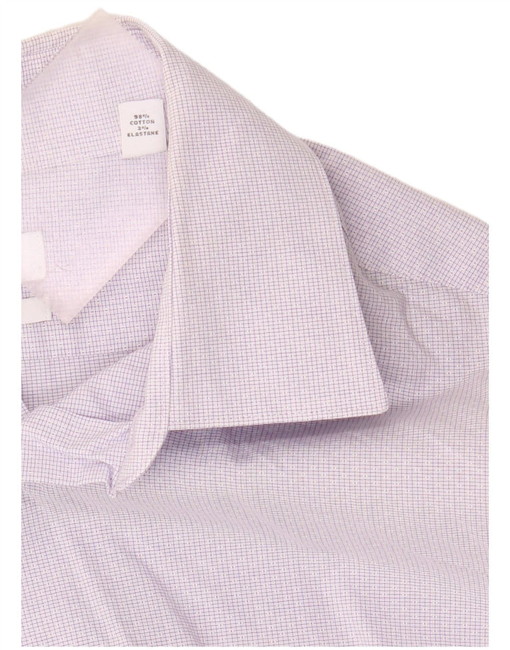 Camisa masculina CALVIN KLEIN Slim Fit tamanho 16 1/2 grande algodão xadrez roxo